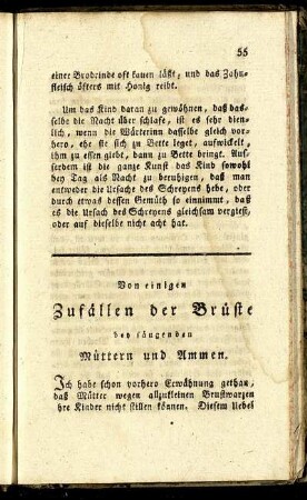 Von einigen Zufällen der Brüste bey säugenden Müttern und Ammen.