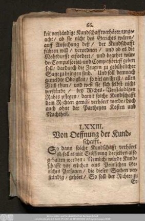 LXXIII. Von Oeffnung der Kundschafft.