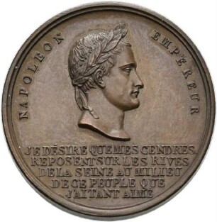Medaille auf die Überführung der sterblichen Überreste Napoleons in den Invalidendom zu Paris 1840