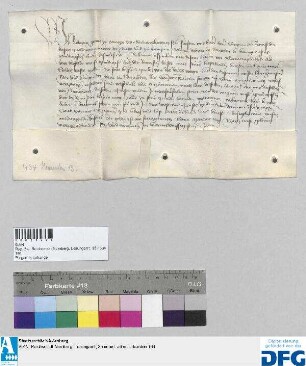 Ludwig Graf zu Otingen, Hofmeister des Kaisers Sigismund, stellt der Stadt Nürnberg Quittung aus über 1000 fl. Reichssteuer.