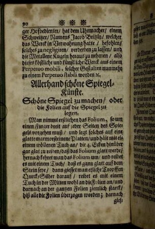 Allerhand schöne Spiegel-Künste. - Schöne schwartze subtile Farbe zu machen.