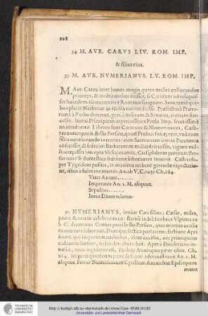 54. M. Aur. Carus Liv. Rom. Imp. & filius eius 55. M. Aur. Numerianus. LV. Rom. Imp.