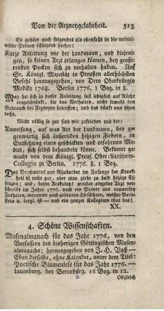 Musenalmanach für das Jahr 1776 von den Verfassern des bish. Götting. Musenalm.