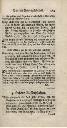 Musenalmanach für das Jahr 1776 von den Verfassern des bish. Götting. Musenalm.