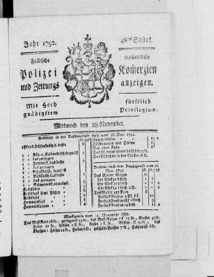 48tes Stück., Ausgabe vom 28. November 1792