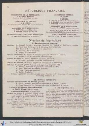 Autorités, établissements, organisations diverses et sociétés agricoles en Alsace et Lorraine.