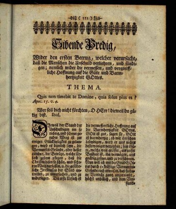111-124, Sibende Predig.