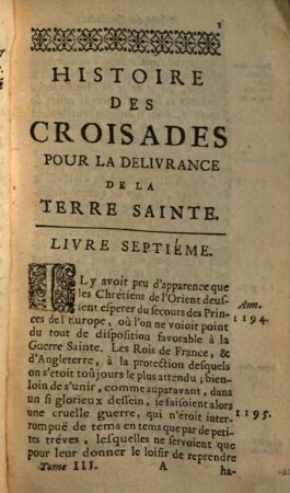 Histoire des croisades pour la délivrance de la Terre Sainte. 3