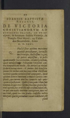 Ioannis Baptistae Rasarii De victoria Christianorum ad Echinadas oratio