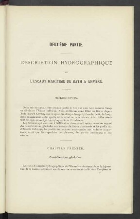 Deuxiéme Partie. Description Hydrographique de L'escaut Maritime de Bath a Anvers.