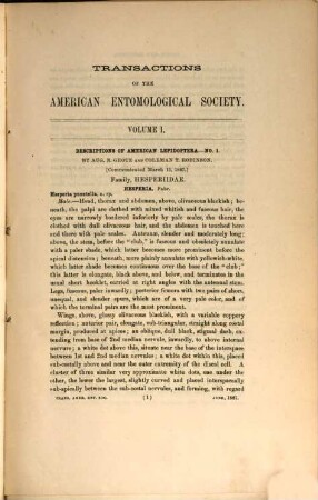 Transactions of the American Entomological Society. 1. 1867/68