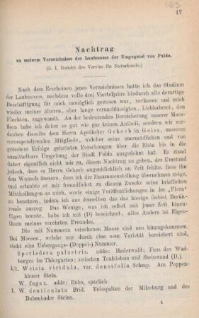 Nachtrag zu meinem Verzeichnisse der Laubmoose der Umgegend von Fulda.