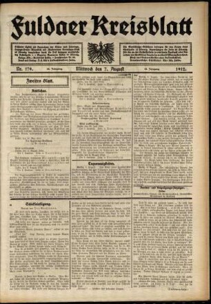 Zweite Ausgabe vom Mittwoch, den 07. August 1912.