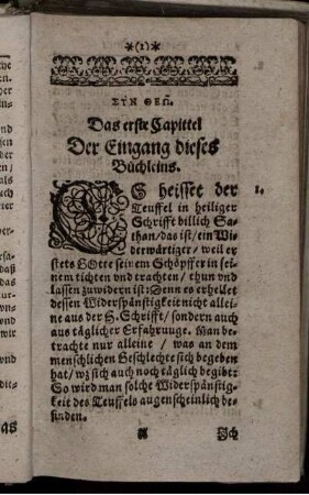 Das erste Capittel Der Eingang dieses Büchleins