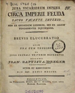Iura vicariorum imperii circa imperii feuda