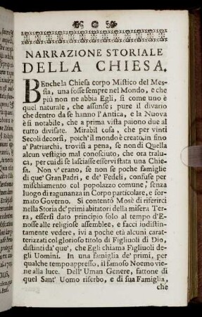 Narrazione Storiale Della Chiesa.