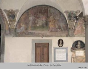 Freskenzyklus mit Darstellungen zu den Ursprüngen des Servitenordens : Manetto dell'Antella erhält von Papst Clemens IV. die ersten Indulgenzen für die Kirche der Santissima Annunziata (1265)