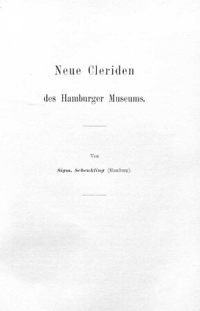 Neue Cleriden des Hamburger Museums.