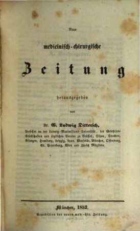 Neue medicinisch-chirurgische Zeitung. 1852