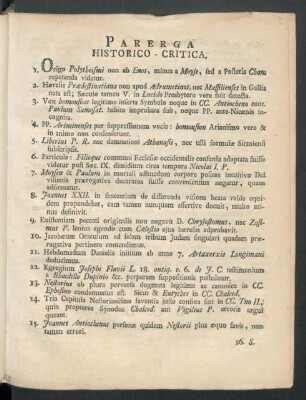 Parerga Historico - Critica
