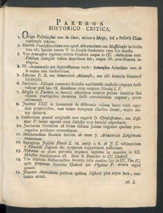Parerga Historico - Critica