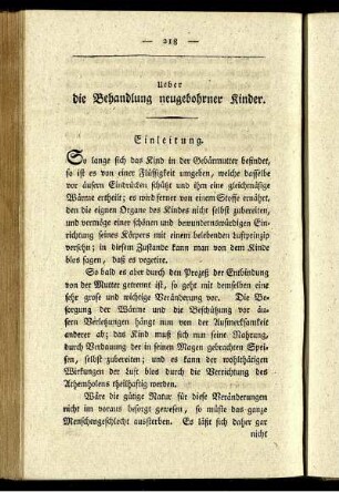 Ueber die Behandlung neugebohrner Kinder.
