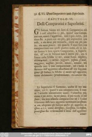 Capitolo VI. Delli Comparatiui e Superlatiui.