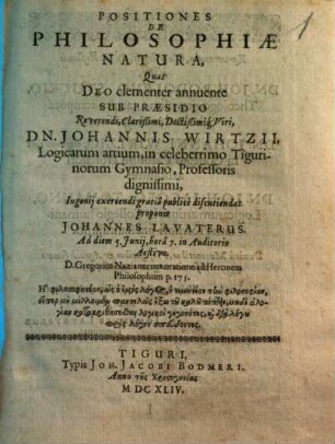 Positiones de philosophiae natura