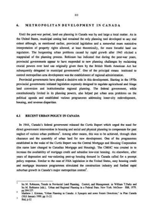 6.1 Recent urban policy in Canada
