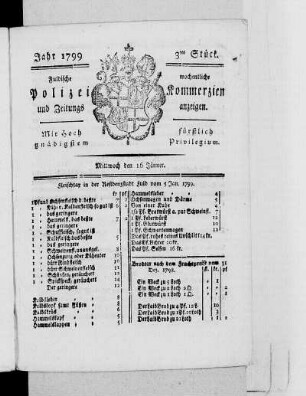 3tes Stück, Ausgabe vom 16. Januar 1799
