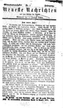 Neueste Nachrichten aus dem Gebiete der Politik. 1868 = Jg. 21, 1 - 3