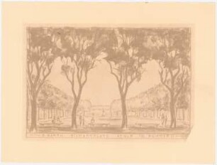 Bismarckplatz, Stolp: (Lichtpause von Inv.-Nr. 41113): Perspektivische Ansicht mit Blick über den Platz auf das Bismarckdenkmal