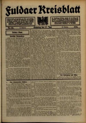 Dritte Ausgabe vom Samstag, den 27. Juni 1914.