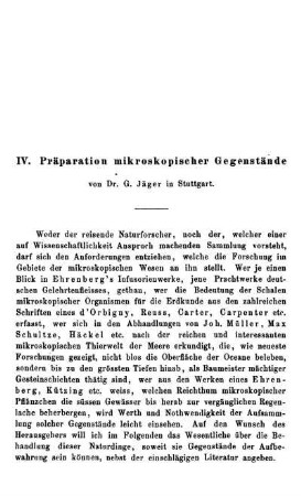 IV. Präparation mikroskopischer Gegenstände