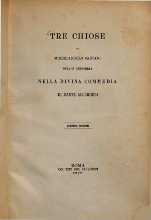 Tre chiose di Michelangelo Caetani nella Divina Commedia di Dante Allighieri