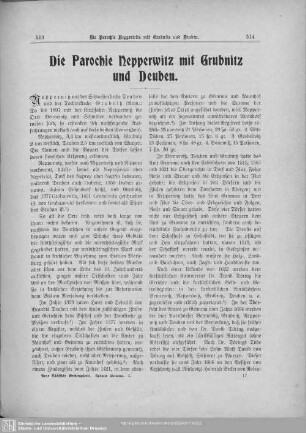 Die Parochie Nepperwitz mit Grubnitz und Deuben