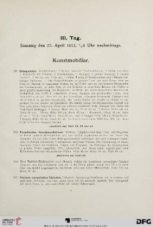 Kunstmobiliar (Nr. 258-283)