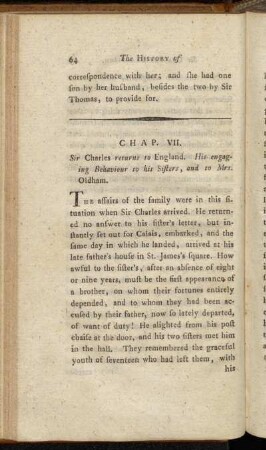 Chap. VII. Sir Charles returns to England. [...]