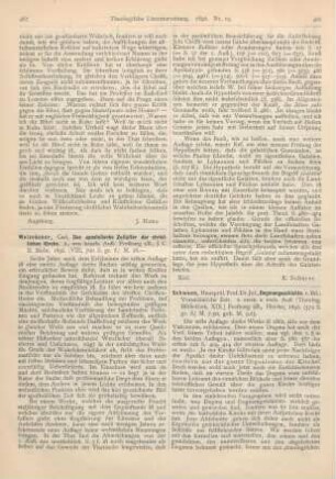 467-468 [Rezension] Weizsäcker, Carl, Das apostolische Zeitalter der christlichen Kirche. 2., neu bearb. Aufl