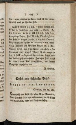 Sechs und sechzigster Brief. Belford an Lovelace. - Siebzigster Brief. Belford an Lovelace.