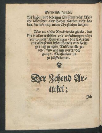 Der Zehend Artickel: