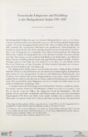 Französische Emigranten und Flüchtlinge in der Markgrafschaft Baden 1789-1800