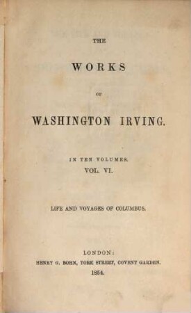 The works of Washington Irving. VI