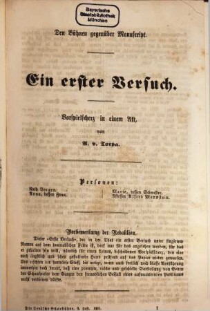 Die Deutsche Schaubühne : Organ für Theater, Musik, Kunst, Literatur u. sociales Leben. 2,8/12. 1861