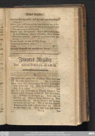 Zweytes Register der vornehmsten Sachen.