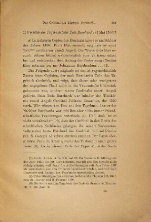 Das Original des Diarium Burchardi : [Burchardus Joh.] [Sep.-Abdr. aus "Römische Quartalschrift" Jg. VII.]