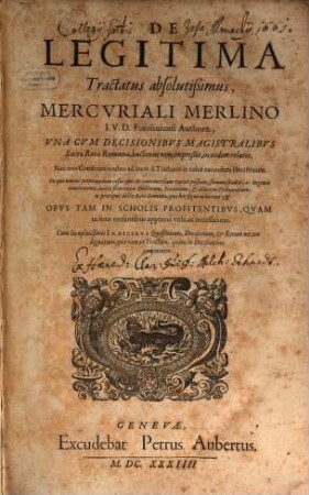 De legitima Tractatus ...