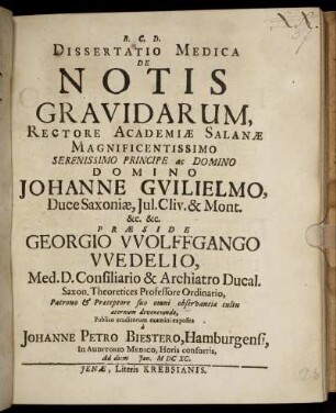 Dissertatio Medica De Notis Gravidarum