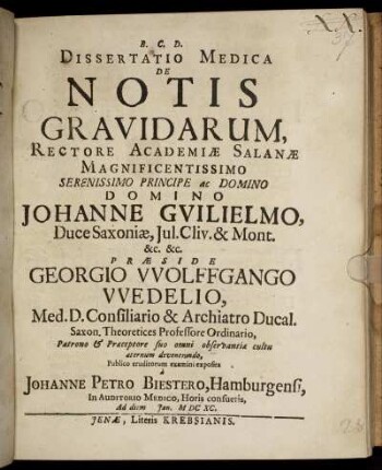 Dissertatio Medica De Notis Gravidarum