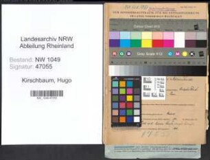 Entnazifizierung Hugo Kirschbaum , geb. 30.09.1894 (Kaufmaennischer Angestellter)